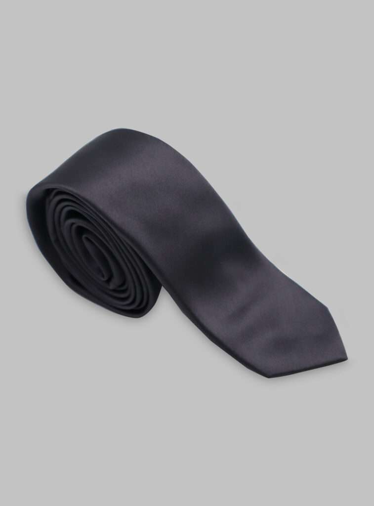 Cravate Slim En satin - Gris foncé