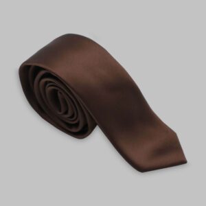 Cravate Slim En satin - Marron
