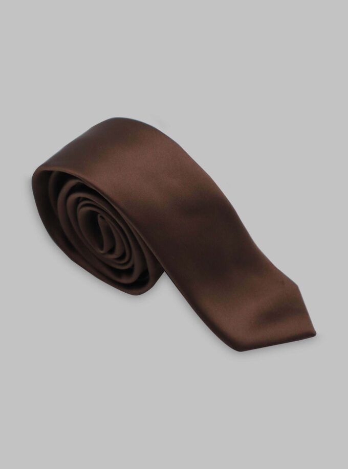 Cravate Slim En satin - Marron