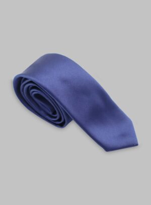 Cravate Slim En satin - Bleu Marine