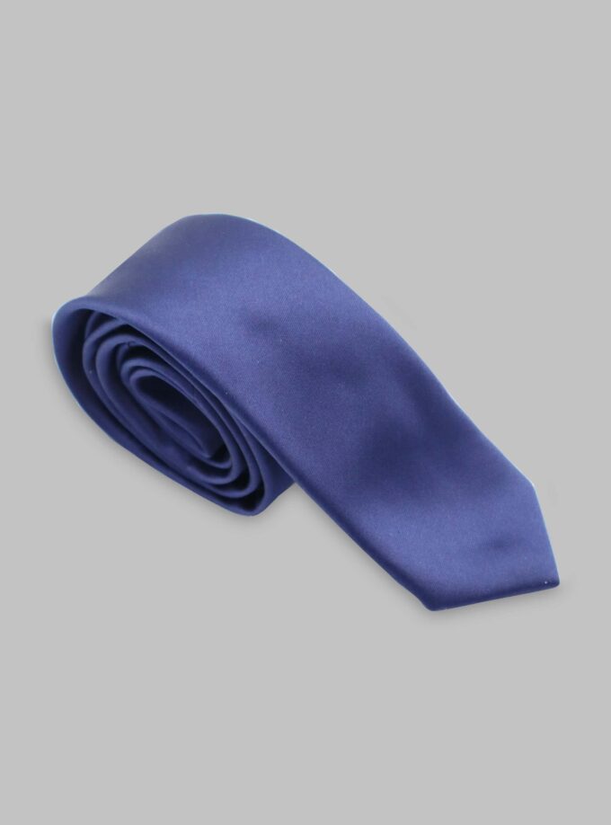Cravate Slim En satin - Bleu Marine