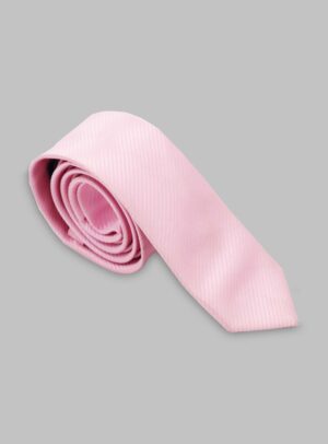 Cravate Silm en satin diagonale - Rose