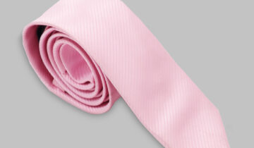 Cravate Silm en satin diagonale – Rose