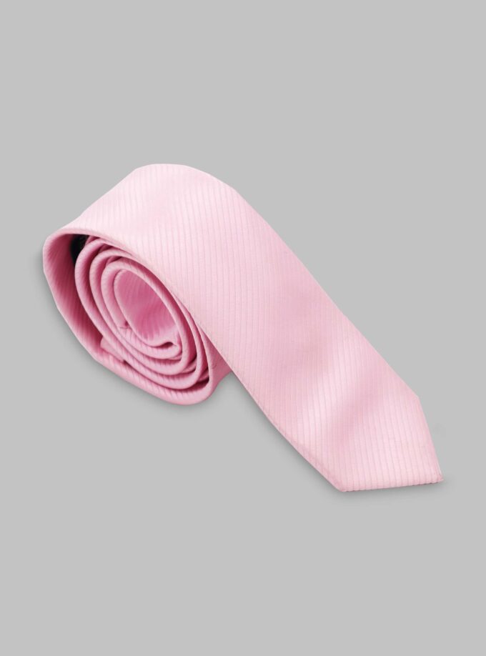 Cravate Silm en satin diagonale - Rose