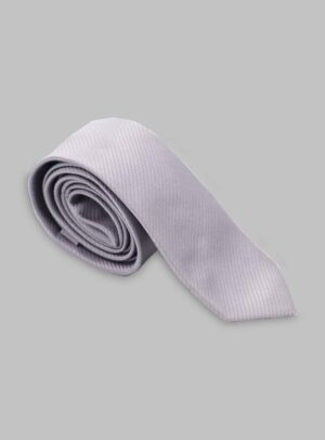 Cravate Silm en satin diagonale - Gris Clair