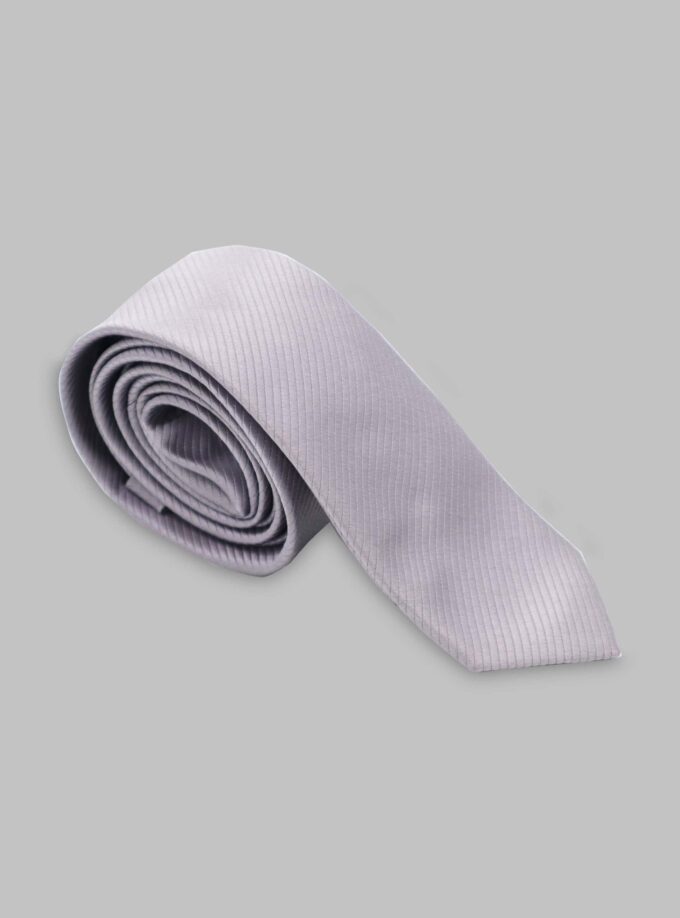Cravate Silm en satin diagonale - Gris Clair