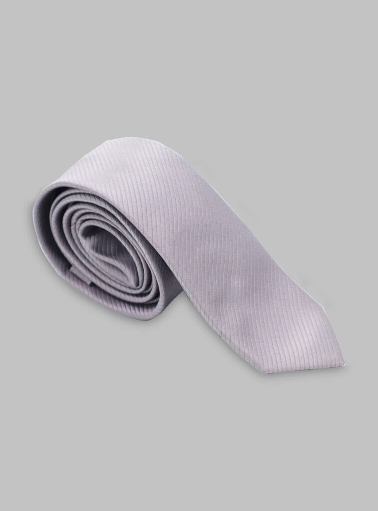 Cravate Silm en satin diagonale - Gris Clair