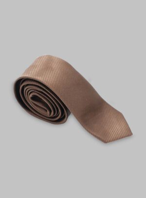 Cravate Silm en satin diagonale - Marron