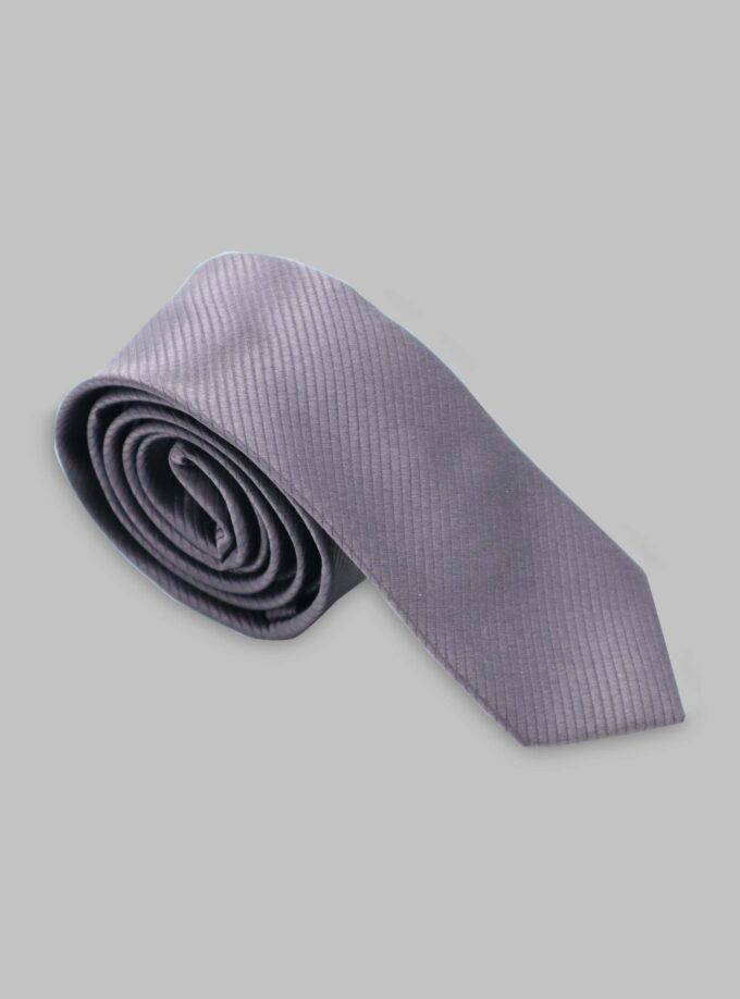 Cravate Silm en satin diagonale - Gris Foncé