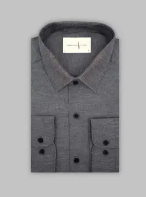 Chemise Ajustée Oxford Piqué – Noir