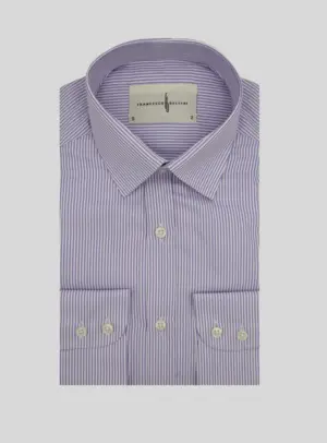 Chemise Ajustée Rayée satinée - Parme