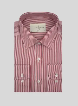 Chemise Ajustée Rayée satinée - Bordeaux