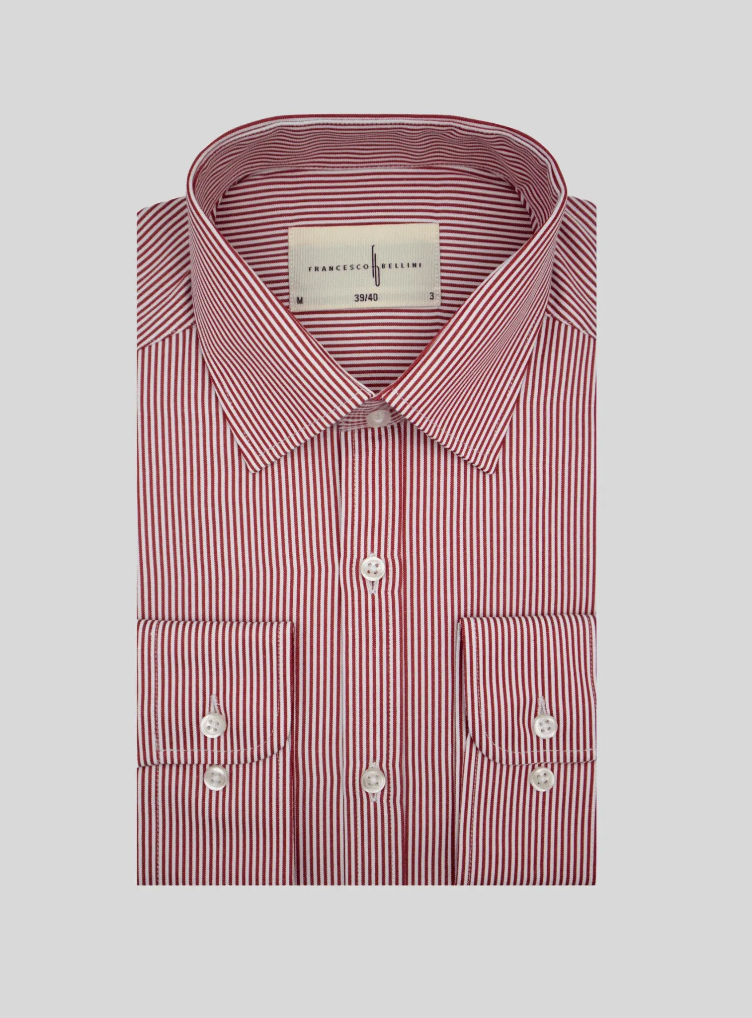 Chemise Ajustée Rayée satinée - Bordeaux