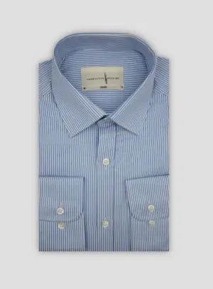 Chemise Ajustée Rayée satinée - Bleu Ciel