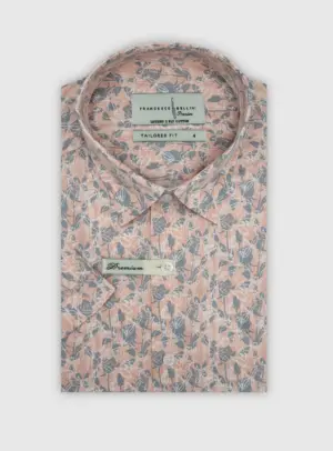 Chemise Ajustée imprimée Foral - Gris Rose