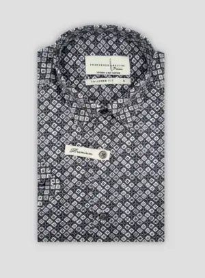 Chemise Ajustée imprimée Géométrique - Gris Noir