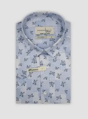 Chemise Ajustée imprimée floral - Bleu Ciel