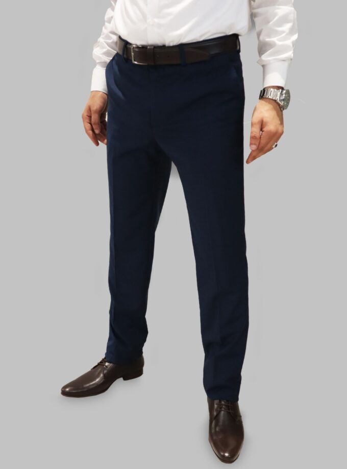 Pantalon Ville Fil-a-Fil Coupe Ajusté  - Bleu Marine