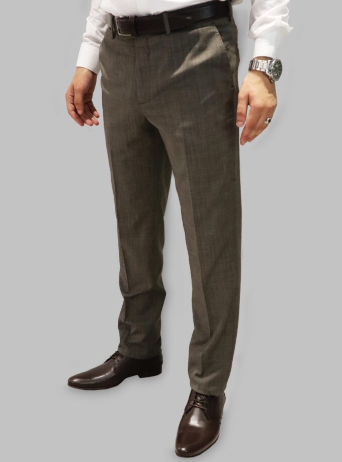 Pantalon Ville Fil-a-Fil Coupe Ajusté - Marron