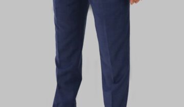 Pantalon Ville Fil-a-Fil Coupe Ajusté – Bleu