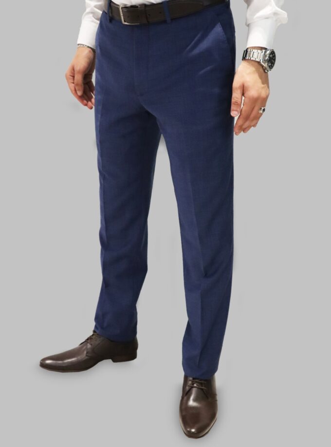 Pantalon Ville Fil-a-Fil Coupe Ajusté - Bleu