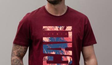 T-shirt Ajusté Coton Imprimé – Bordeaux