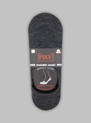 Chaussettes Invisible Uni Coton- Gris Foncé