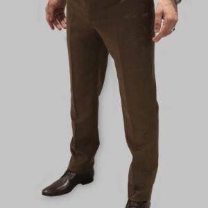 Pantalon Ville Chiné Coupe Ajusté - Marron Chiné
