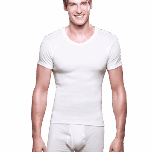 T-Shirt Col V pur Coton - Blanc