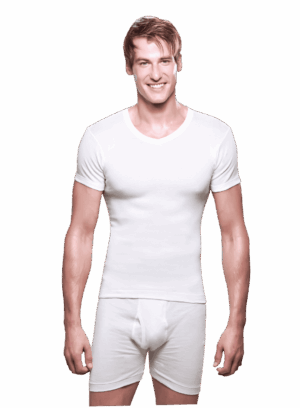 T-Shirt Col V pur Coton - Blanc