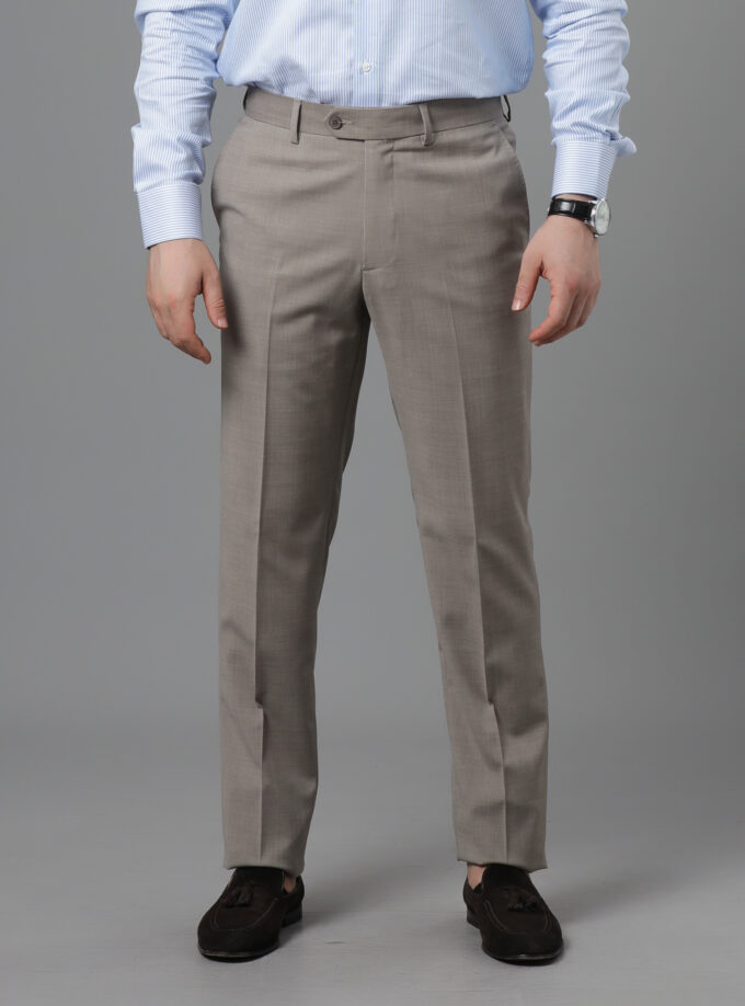 Pantalon Ville  Chiné  Coupe Ajusté - Beige Chiné