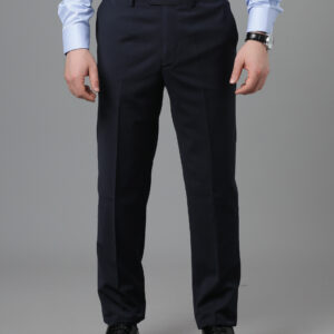 Pantalon Ville Chiné Coupe Ajusté- Bleu Marine