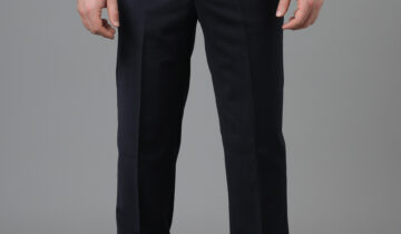 Pantalon Ville Chiné Coupe Ajusté- Bleu Marine