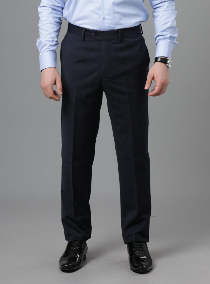 Pantalon Ville Chiné Coupe Ajusté- Bleu Marine