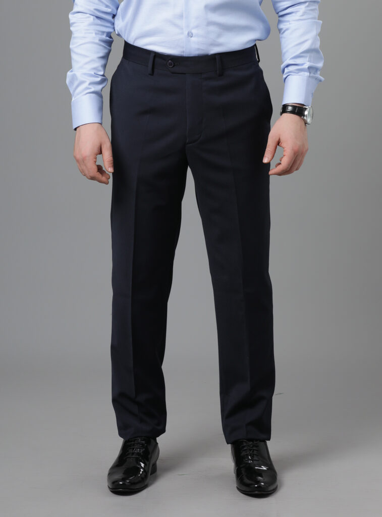 Pantalon Ville Chiné Coupe Ajusté- Bleu Marine