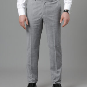 Pantalon Ville Chiné Coupe Ajusté – Gris Clair