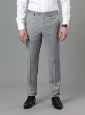 Pantalon Ville Chiné Coupe Ajusté – Gris Clair