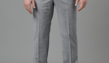 Pantalon Ville Chiné Coupe Ajusté – Gris Clair