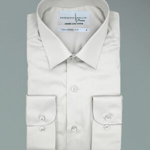 Chemise Ajustée Uni Satiné - Gris Clair