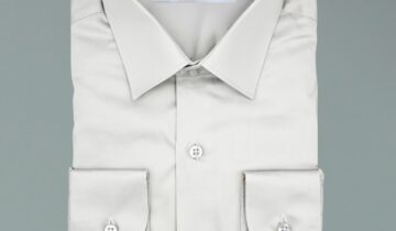 Chemise Ajustée Uni Satiné – Gris Clair