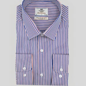 Chemise Ajustée À Rayures - Bleu Rouge