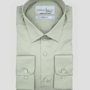 Chemise Ajustée Satinée – Vert Clair