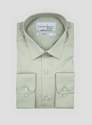 Chemise Ajustée Satinée – Vert Clair