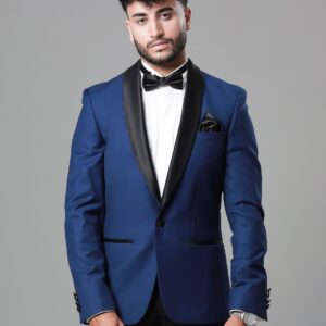 Costume 2 Pièces Smoking col chale Ajustée  Uni – Bleu Royale