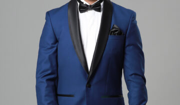 Costume 2 Pièces Smoking col chale Ajustée  Uni – Bleu Royale