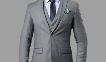 Costume 3 pièces Ajusté Uni Doux – Gris