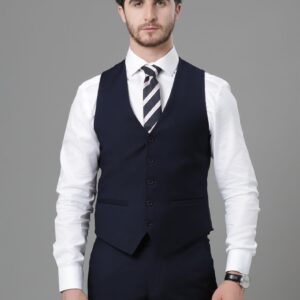 Gilet De Costume Uni Slim - Bleu Marine