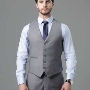 Gilet De Costume Uni Slim - Gris