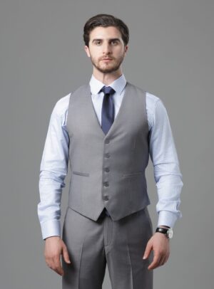 Gilet De Costume Uni Slim - Gris