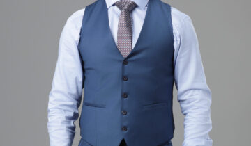 Gilet De Costume Uni Slim – Bleu